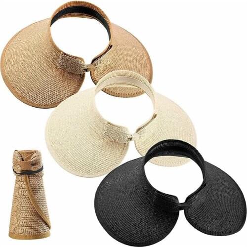 Womens Empty Top Straw Hats Summer Beach Vacation Sun Shade Hats Anti-uv Sunproof Big-edge Caps For Elegant Lady Duck Caps