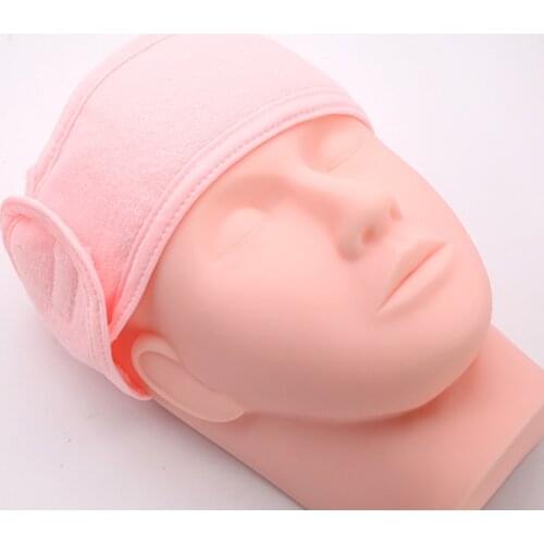 Facial Headscarf Make Up Wrap Head Terry Cloth Headband Stretch Towel With Magic Tape Pink Headscarf Eyelashes Extension Tools