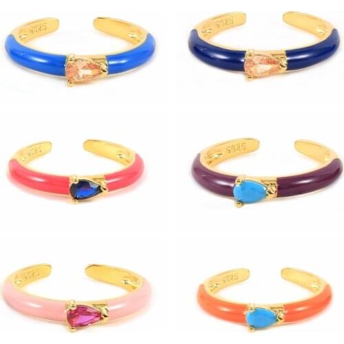 Aide Color Dripping Oil Rings For Women Girls 925 Silver Ring 2021 Trend Anillos Mujer Fashion Jewelry Paired Rings Minimalist