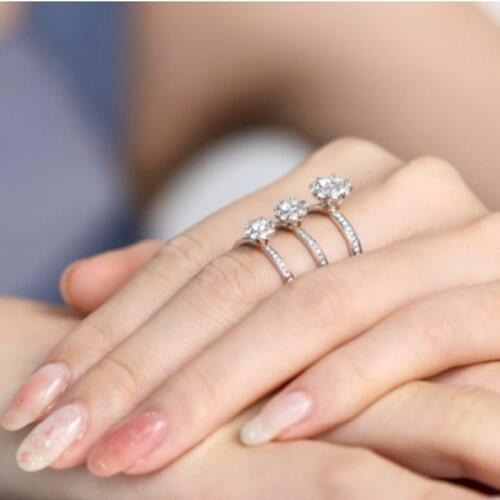 Trendy 925 Sterling Sliver Luxuy AAA Zircon Finger Ring Classic Stackable Silver Fine Jewelry Shiny Rings For Girl Wedding Gift