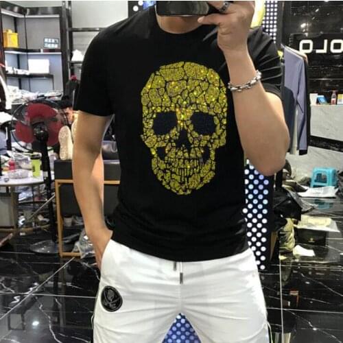 2021 New Hot drill T Shirts Mens Short sleeve Tshirt Male Boys Tops Tees Casual t-shirt Round neck Cotton black