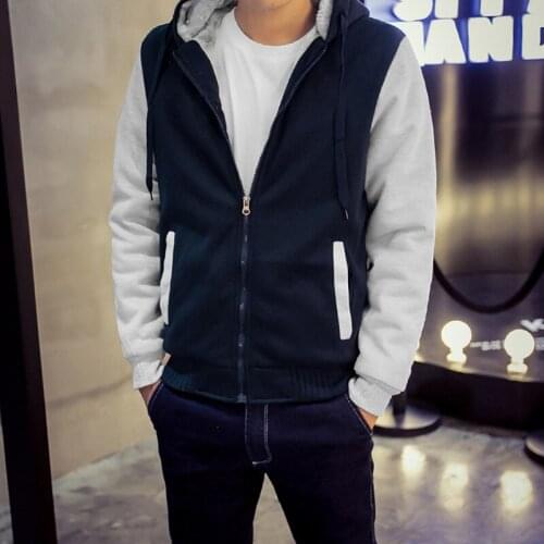 New Mens Baseball Hoodies Winter Autumn Male Patchwork Color Casual Hoodies Mens Thickness Keeep Warm Zipper Hooded Hoodies