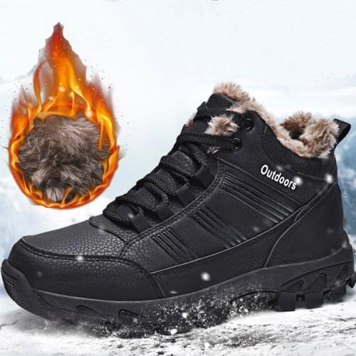 Men Outdoor Non-slip Snow Boots Fashion Sneakers Winter Plus Velvet Warm Casual Sports Hiking Work Cotton Shoes Plus Size 48