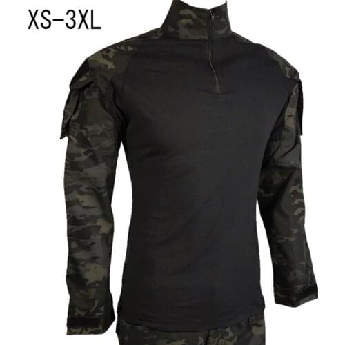Mens Outdoor Breathable Fitness Shirts Military Army Long Sleeve Camouflage Tactical Hunting Tops Rapid Assault Shirts XS-3XL