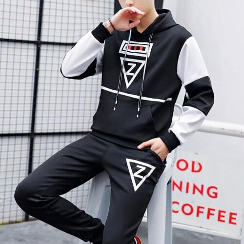 2PCS Fashion Sets Men Hooded Tracksuit Mens Jackets+Pants Male Sweatshirts Suits Man Sets M-5XL