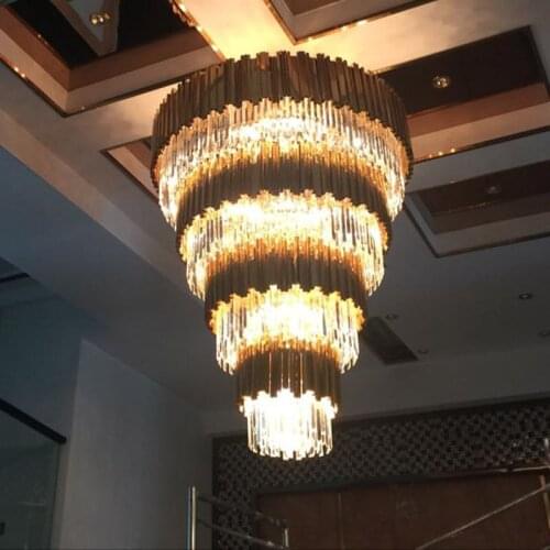 Nordic LED Pendant lights for Living Room metal bronze restaurant lamp round designer project villa light luxury crystal lamp