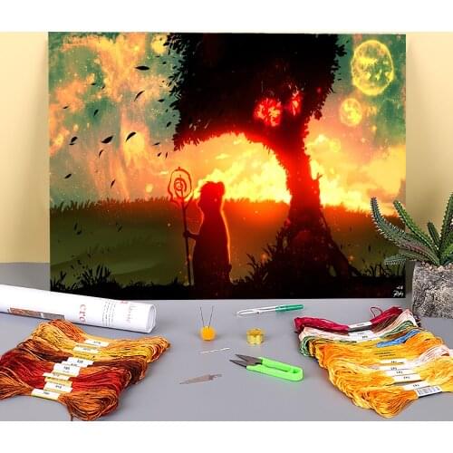 Scenery New Day Printed 11CT Cross-Stitch Full Kit Embroidery DMC Threads Handicraft Needlework Sewing Knitting Wholesale