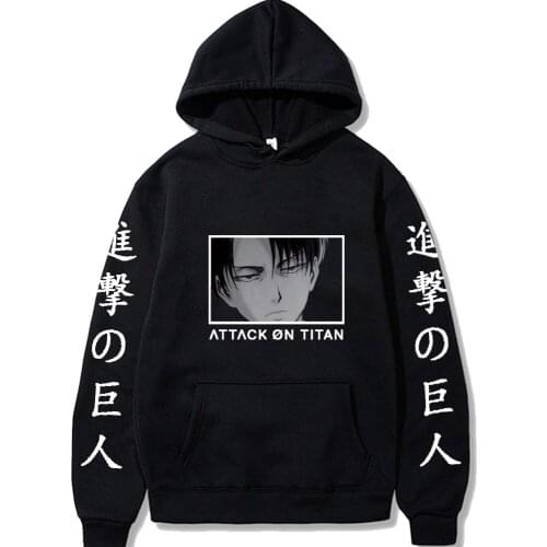 Casual Autumn Anime Attack on Titan Hoodie Sweatshirts Long Sleeve Loose Tops Men Women Streetwear Unisex Black Pullovers