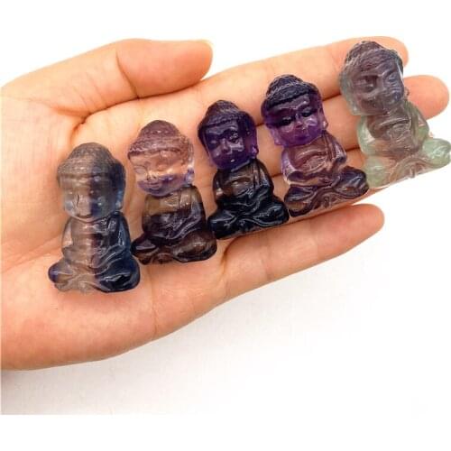 Lovely 1PC Natural Fluorite Buddha Handmade Quartz Carved Polished Healing Decoraction Meditation Natural Quartz Crystals