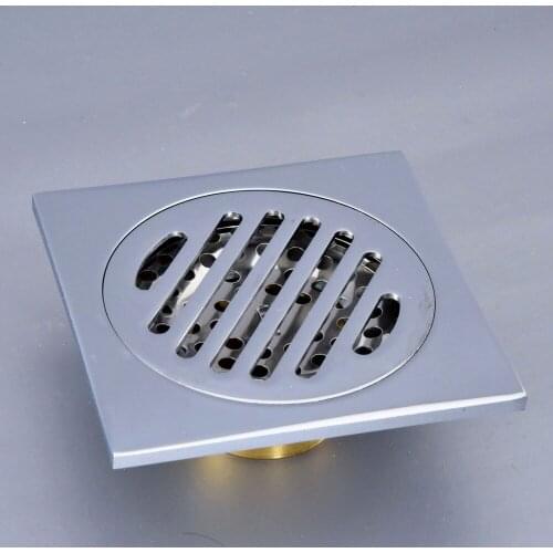 Silver Polished Chrome Brass Bathroom Floor Anti-odor and Insect-Proof Shower Drain Dhr092