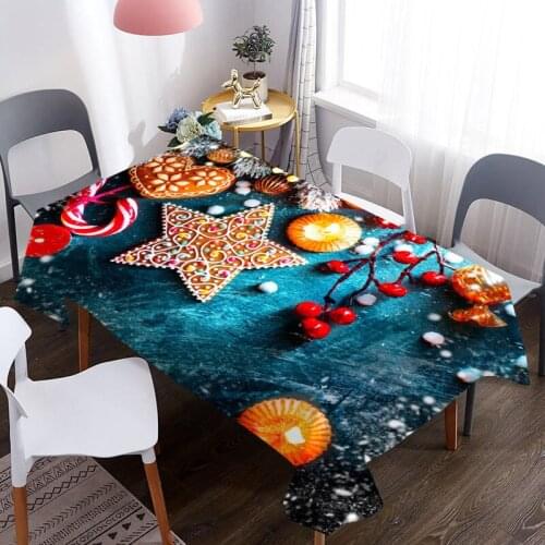 Christmas Decoration Print Oxford Fabric Tablecloth Waterproof Thick Rectangular Wedding Dining Table Cover Tea Table Cloth