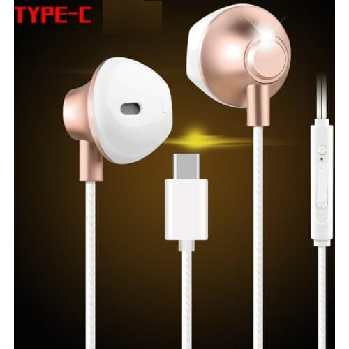 Type C Earphones With Microphone For Smartphone Handsfree Wired In Ear Headset Deep Bass Sport Music Earbuds For Huawei Xiaomi