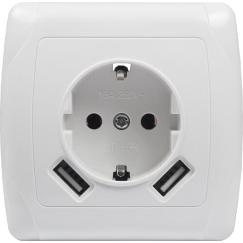 USB Wall Socket Free shipping Double USB Port 5V 2A usb wall outlet electrique prise usb murale steckdose F01