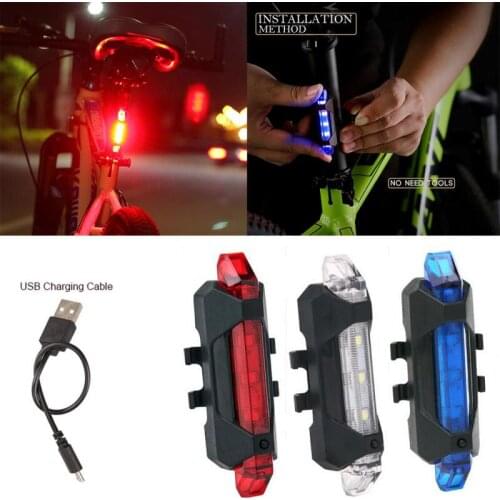 USB Rechargeable Mountain Bike Lamp Waterproof Light Safety Warning Rear Lamp MTB Bycicle LED Light Rear TailLight Accessories