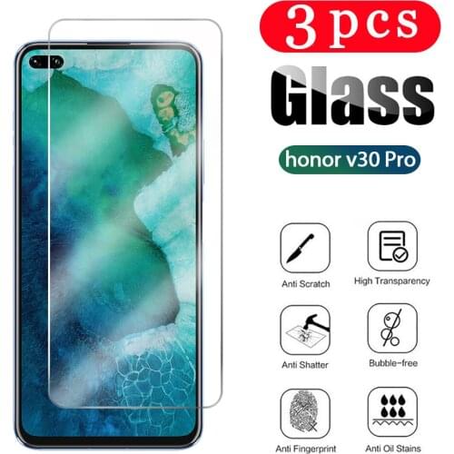 3Pcs tempered glass for huawei honor view 30 pro plus v30 30s 20 lite 20i 20s v20 protective film phone screen protector glass