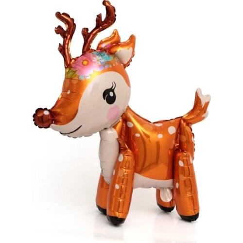 1 pc cute 4D deer balloons walking deer animal balloons for Christmas party decor kids birthday decorations deer toys foil globe