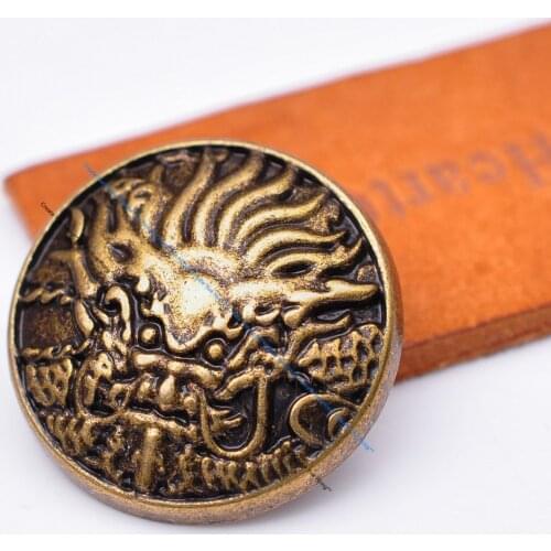 10 30mm Biker Heavy Solid Antique Brass Dragon Amulet Western Concho Buttons For Saddle Leathercraft Wallet Belt Hardware