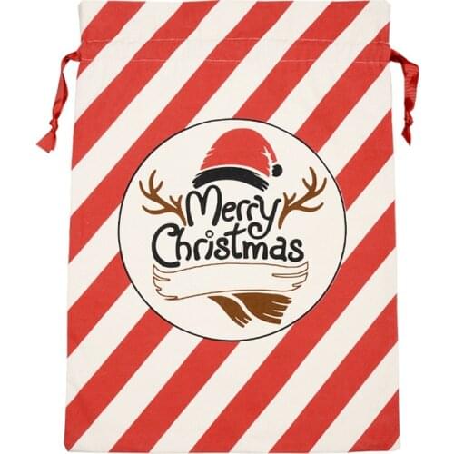 10pcs New Year favor Gift Santa Sacks Large Santa Claus Bag Merry Christmas Santa Sack Gift Bags Drawstring Cotton bag