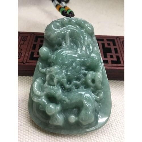 100% natural 7A Myanmar jade hand carved dragon green jade pendant jade necklac men pendants necklaces jadeite jade jewelry