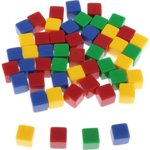 50Pcs 16mm Colorful Square Edge DIY Blank Dice D6 Six Sided Dices D&D RPG Party Gaming Playing Dice Game Dices Set