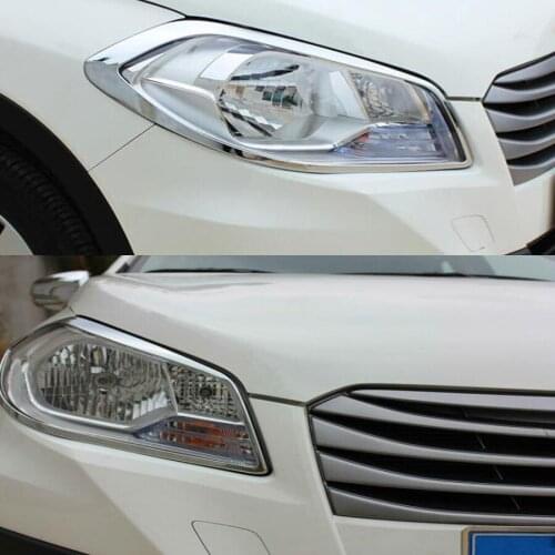 2Pcs/set Auto Car Front Light Lamp Trim Frame Car-covers Sequins For Suzuki S.cross 2014-2016 Chromium Styling