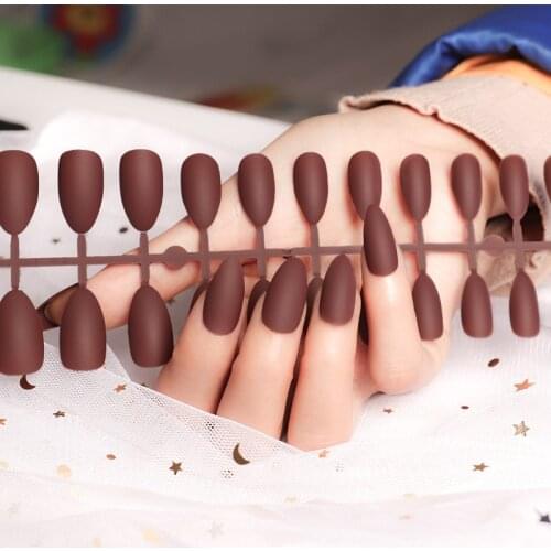 24 pcs/set Solid Color False Nails Matte Ballerinas Nail Accessories Tips Swatches False Nail Tips Acrylic Nail Extension New