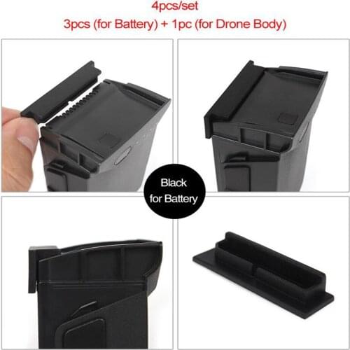3+1Pcs Silicone Cover Dustproof Plug for Drone Body Port + Battery Charging Port Protector for DJI MAVIC AIR Black Gray