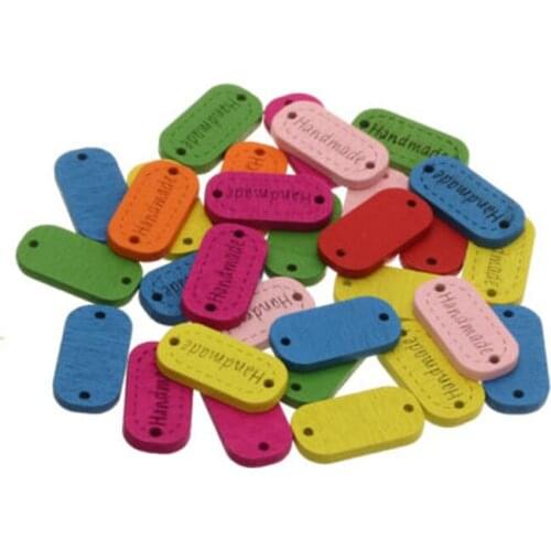 30pcs 25mm*12mm Letter Wood Decoration Buttons Scrapbooking Sewing New Colorful 2 Hole Ornament Accessories Crafts Wholesale