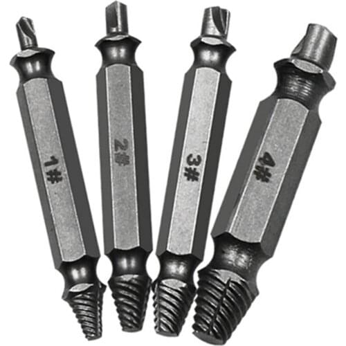 4pcs/Set HSS Double Side Damaged Screw Extractor Woodworking Drill Bit Remover Broken Speed Out Easy out Bolt Tool