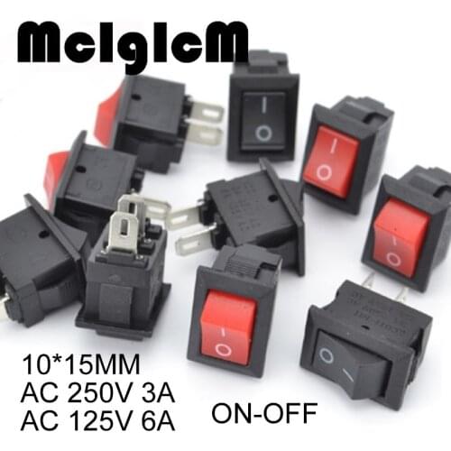 500/100 pcs/lot SPST Snap in Mini Boat Rocker Switch AC 250V 3A / 125V 6A 2 Pin ON/OFF 10*15mm Free shipping