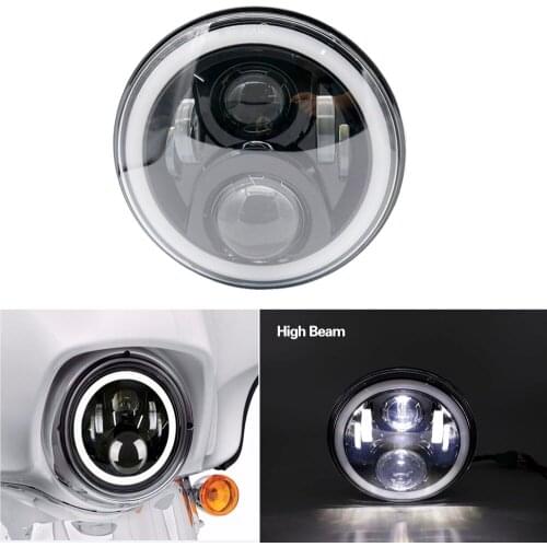 7 Inch Motorcycle LED Headlight Motorbike Car Headlamp 6500K H4 H13 45W With Angle Eyes High Low Beam For Honda Yamaha