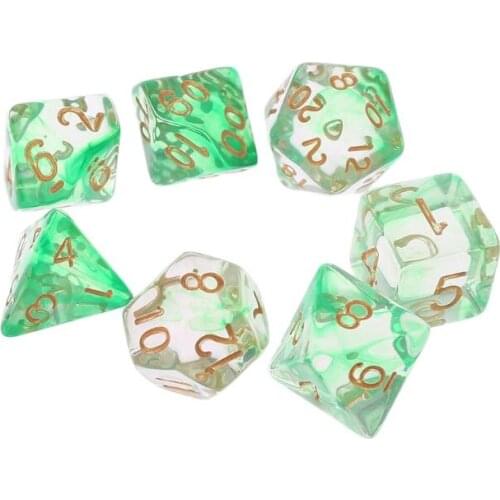 7pcs/set Transparent Sided Dice D4 D6 D8 D10 D12 D20 Dungeons & Dragon D&D RPG Poly Table Board Games Toy