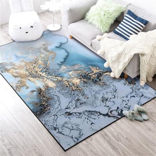 Abstract Blue Gold Sea Water Coffee Table Carpet For Living Room Anti-slip Kitchen Rug Home Bedroom Bedside Mat Doormat tapis