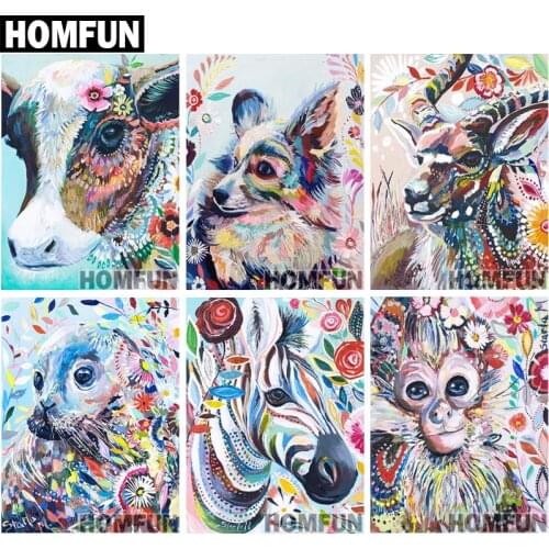 HOMFUN Full Square/Round Drill 5D DIY Diamond Painting "animal colorful paintings" Embroidery Cross Stitch 5D Decor A00959