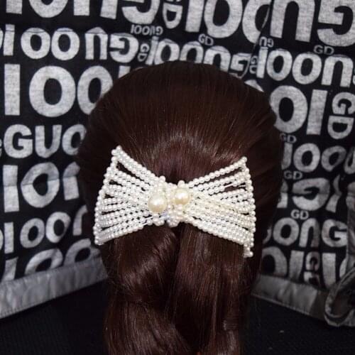 Big style pure Pearl metal comb girls women lady wedding pary best gift magic comb 10 pcs /lot