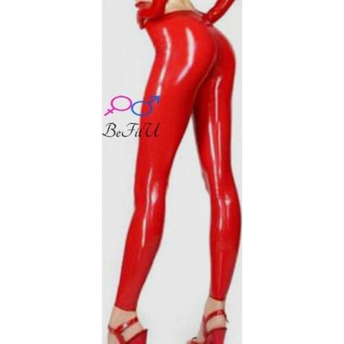 Latex pants trousers seamless no zipper black and pink color sexy unisex leggings