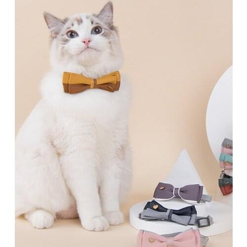 Cat Necklace Princess Bow Tie Dog Collar Sweet Pet Scarf with Bell Puppy Neck Strap Yorkie Chihuahua Pug Cute Kitty Accessories