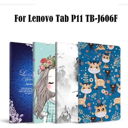 GLIGLE Print Stand Case for Lenovo Tab P11 TB-J606F 11 inch Smart Cover Shell