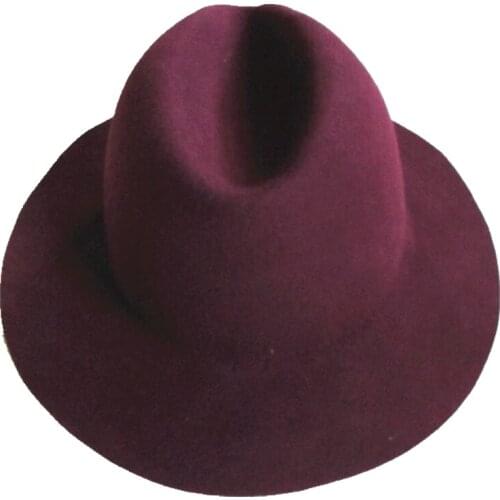 Burgundy Red Men Womens Wool Felt Fedora Hat - Without Bond
