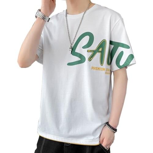 M-3XL Casual Summer Mens Tee Round Neck Short Sleeve T-Shirt Daily Streetwear Bottoming Shirt Printed Top Clothing Dropshipping