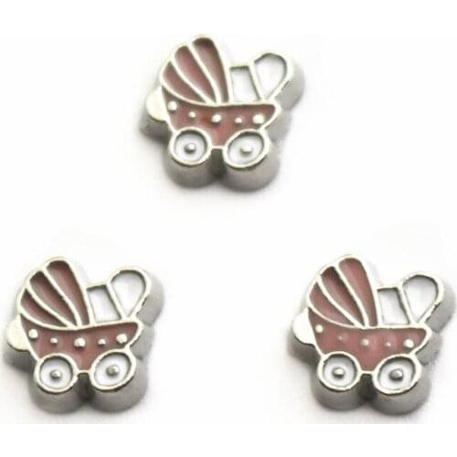 Hot selling 10pcs/lot Charms baby carriage Floating Charms for Floating Memory pendant charms Lockets DIY Jewelry
