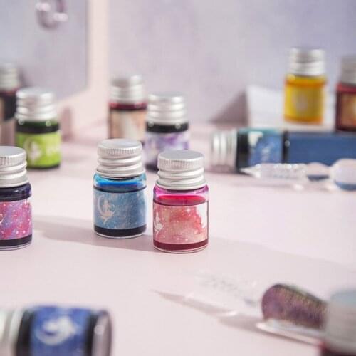 Crystal Starry Sky Glass Pen and Ink Set Glass Dip Pen Fountain Pen Inks for Writing Drawing Office School Supplies GK99