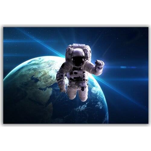 HT083 Spectacular Universe Earth And Moon Space Station Astronaut Silk Fabric Poster Art Decor Indoor Painting Gift