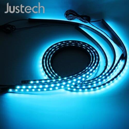 Justech 4pcs 90cm * 120cm car atmosphere lamp Music Control LED Strip Lights with 2M Power Cable 5050SMD brightness control
