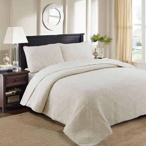 Quality Bedspreads Soft Cotton Quilt Set 3PCS Quilts For Bed Embroidered Bed Cover Blanket 2 Shams King Queen Coverlet CHAUSUB