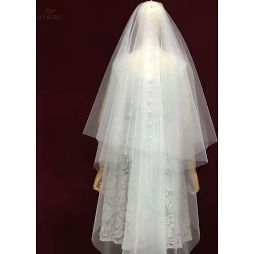 Short Pearls Wedding Veil Tulle 2T Ivory Bridal Veil Beaded Bride Veil Bridal Party Veils With Comb