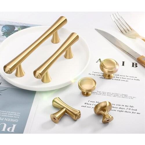 European Style Brass Solid Kitchen Cabinet Knob Drawer Wardrobe Door Handle Bookcase Furniture Pulls Hardware Accessories