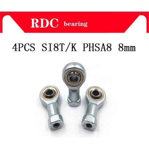4pcs SI8T/K PHSA8 8mm High quality right hand female thread metric rod end joint bearing M8*1.25mm SI8 TK shalft power tool auto