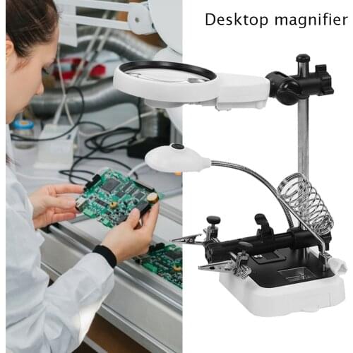 Desktop Welding Magnifying Glass Auxiliary Clip Loupe Welding Magnifier for Solder Hand Soldering Stand Repair Tool 3.5X-8X