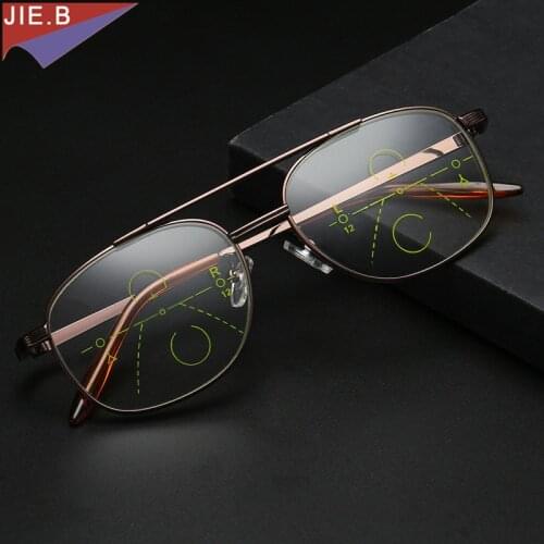 2018 New Mens Alloy resin Progressive lenses Reading Glasses men Fashion Classic Multifocal Glasses +1.0+1.5+2.0+2.5+3.0